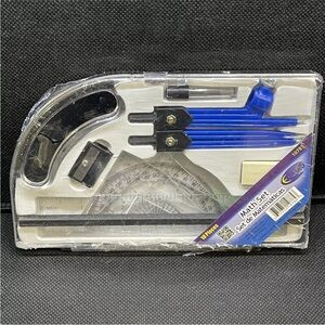 Compass Protractor Triangle Ruler Set Math Drafting Drawing Geometry Blue